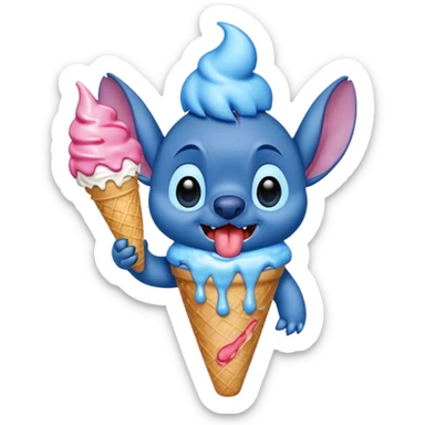 Stitch eating icecream sticker