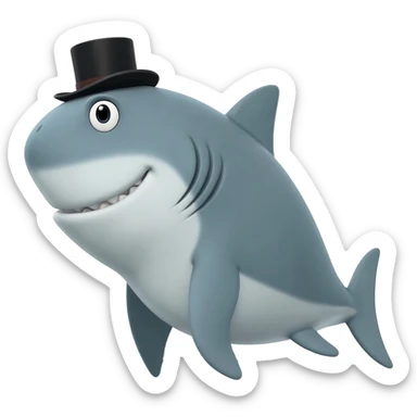 Shark with a top hat sticker