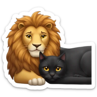 Lion and black cat sleeps zzz sticker