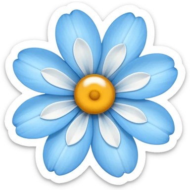 light blue  flower with a white center sticker