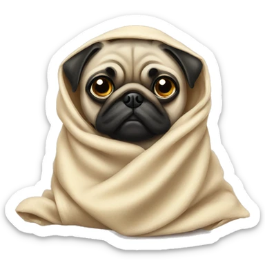 Pug under the blanket sticker