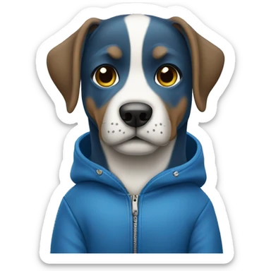 Perro con chaqueta azul sticker
