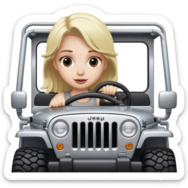 blonde girl driving silver jeep sticker