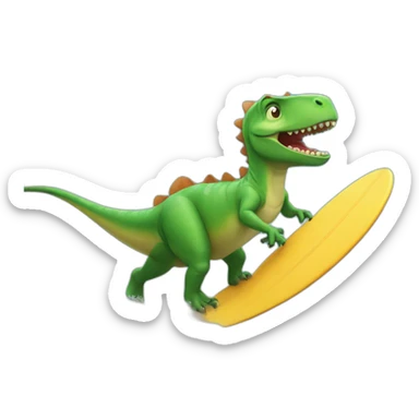 dino surfing sticker