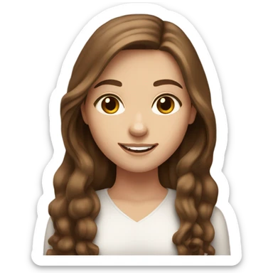 White girl with long brown hair and brown eyes she may be very happy sticker