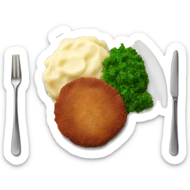 Cutlet with mashed potatoes on a plate sticker