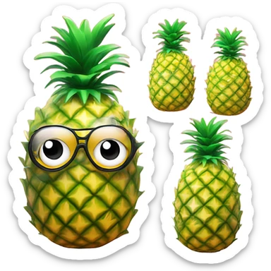 3D  pineapple  👱‍♀️🍍 with big shiny eyes.  pineapple cute  ☺️ sticker