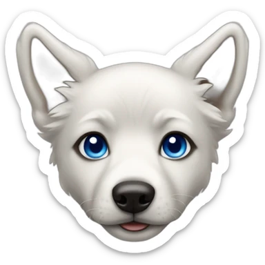 Puppy Wolf dog white blue eyes without eyebrows sticker