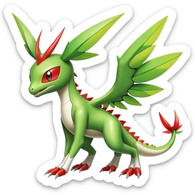 Cute Cool Edgy Shiny Futuristic Ethereal Legendary Kartana-Digimon-Flygon-hybrid full body sticker