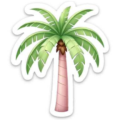 palm tree with pastel pink trunk and pastel green leaves sticker