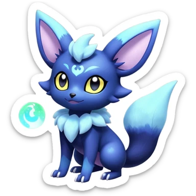 Shiny pastel Nebulae Noibat-Meowstic-Umbreon-Fakémon-hybrid-creature (full body)  sticker