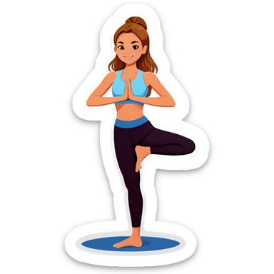 white girl with light brown hair in yoga sticker