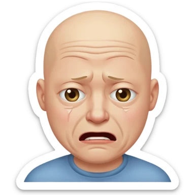 bald ugly man crying emoji sticker