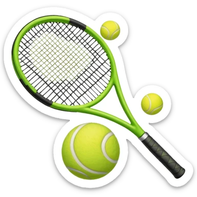 tennis racket with tennis ball sticker