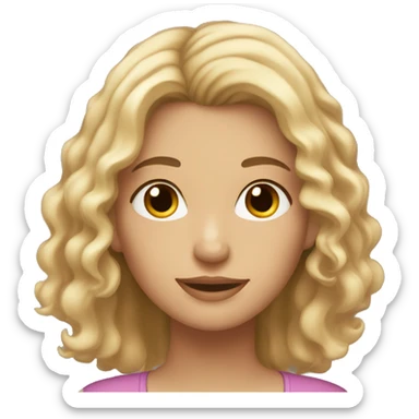 Mom with straight blonde hair, brown eyes and her adult daughter with curly brown hair and brown eyes sticker