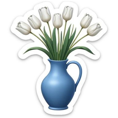 White tulips Flowers in a blue vase sticker