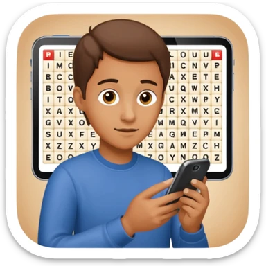 mano con movil y buscador palabras sticker