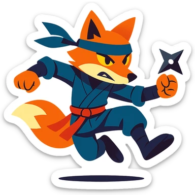 ninja fox, vibrant, dynamic pose sticker