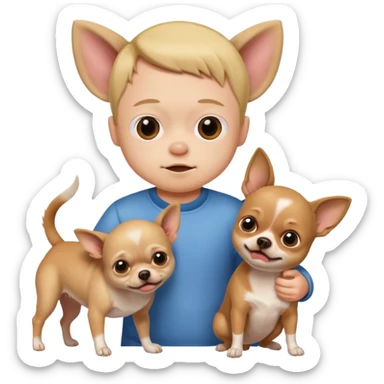A child with Down syndrome beating a Chihuahua sticker