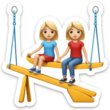 2 people on a seesaw sticker