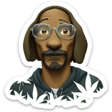Snoop dog with weed symbols around him sticker