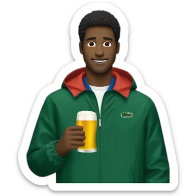 Lacoste black friends man drinking beer with windbreaker sticker