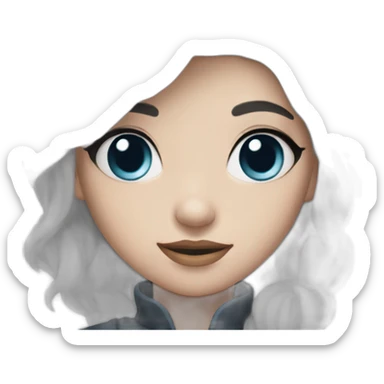 girl with blue eyes and white hair with onyx in her hands sticker