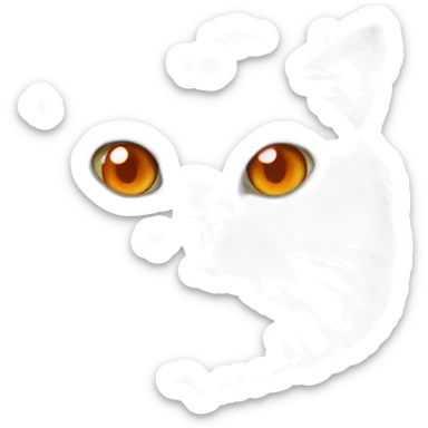 head of a white persian chinchilla cat with orange eye that look stupid sticker