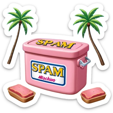Moschino style pink SPAM Miami beach painting landscape sticker