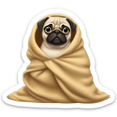 Pug in a blanket sticker
