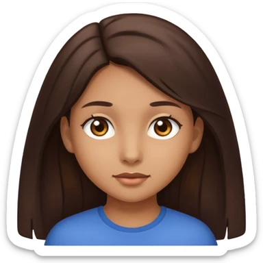 Girl with light brown skin and long dark brown hair sticker
