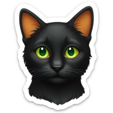 Black cat with orange spots and green eyes sticker
