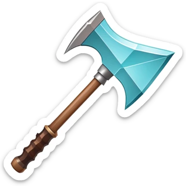 Minecraft diamond pickaxe with brown handle sticker