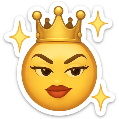 slay emoji, crown and sparkles, empowered, no background sticker