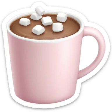 Light Pink mug of hot chocolate with marshmallows  sticker