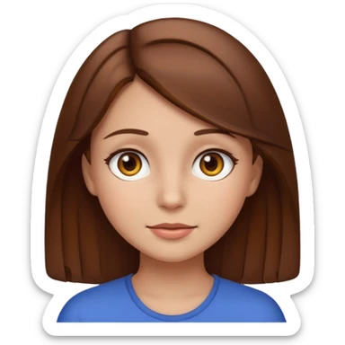 girl with brown hair and brown eyes, emoji style, version 3 sticker