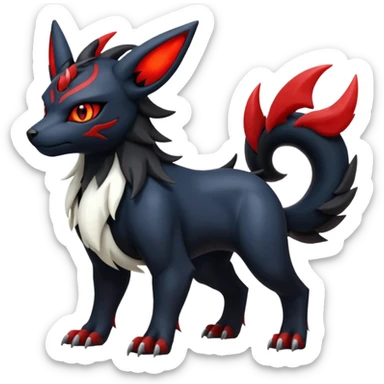 Handsome cool badass edgy Absol-Litten-Umbreon-Giratina-Yveltal-Pokémon-Fakémon-fusion-hybrid-creature, full body sticker