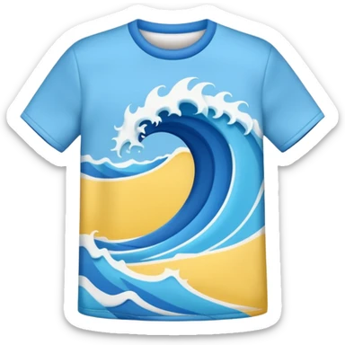 3D emoji-style icon of a t-shirt with a surf wave, soft and smooth texture, realistic lighting and shadows.
 sticker