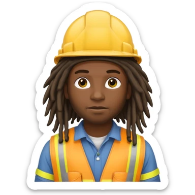 construction worker heavy dreadlocked haired man  sticker