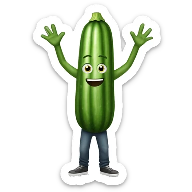 Cucumber man with really long arms sticker