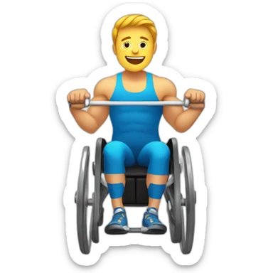 person on wheel chair weightlifting. sticker