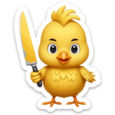 little chicken holding knive sticker