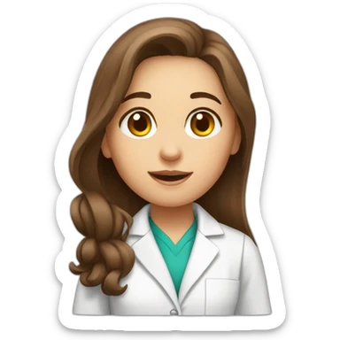 Cute Chemist Lab girl long brown hair sticker
