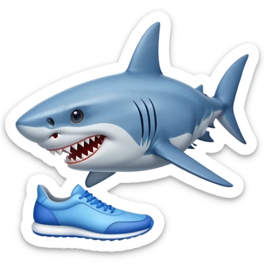 A shark with blue shoes sticker