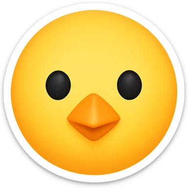 yellow face with yellow chick beak emoji, digital illustration, no background sticker