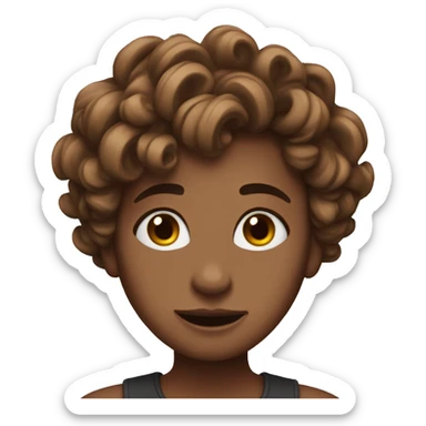 a wirl ith brown hair sticker
