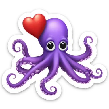 Octopus eating a heart sticker