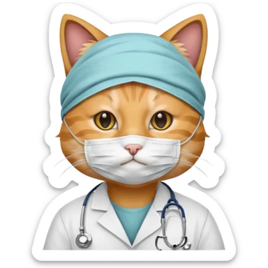 doctor cat, surgical mask sticker