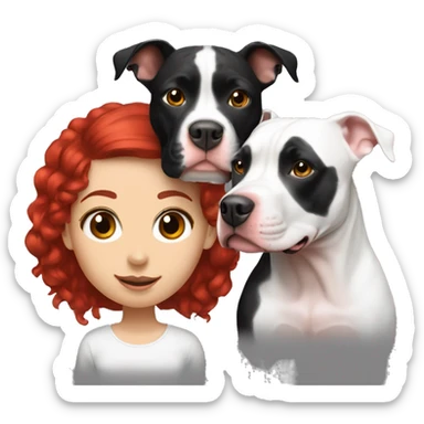 Black and white pitbull with red head girl owner sticker