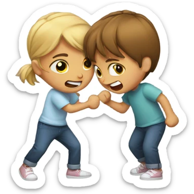 Two children having a fight  sticker